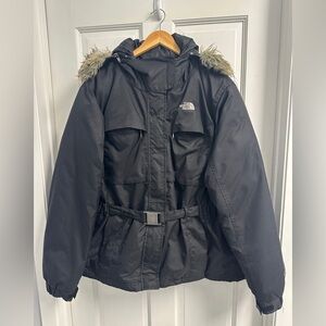 The North Face Black Parka with Faux Fur Hood size women’s xl extra large